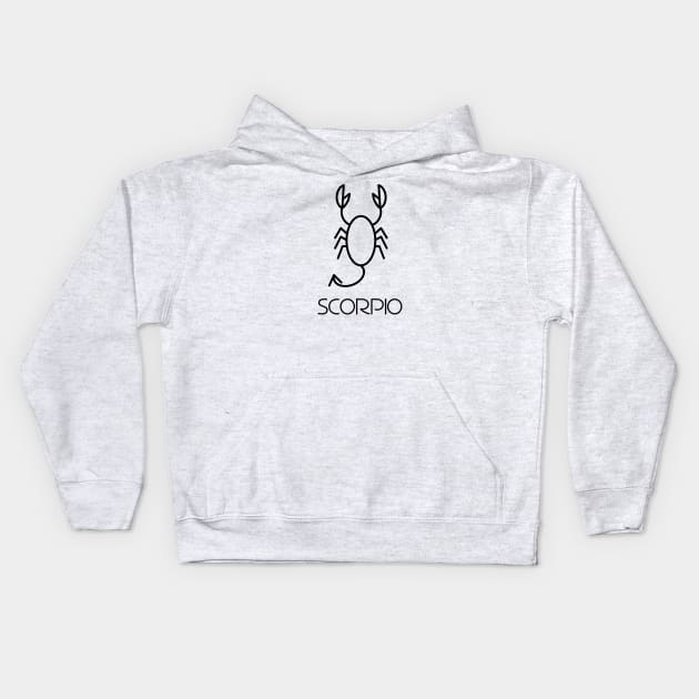 Scorpio Doodle Line Art Kids Hoodie by inotyler